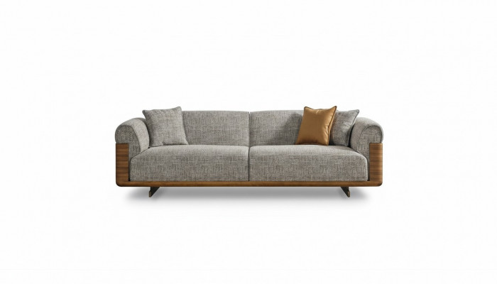 Sofa trzyosobowa 3 miejsce do siedzenia sofa tapicerowana szary materiał poliester kanapa nowoczesna