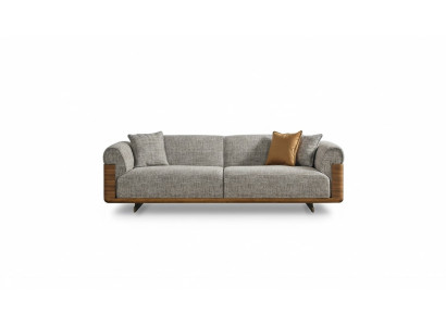 Sofa trzyosobowa 3 miejsce do siedzenia sofa tapicerowana szary materiał poliester kanapa nowoczesna