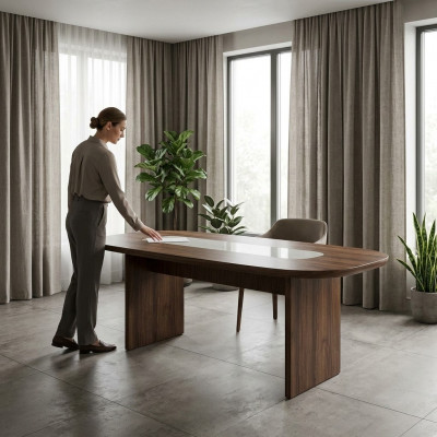 Stół do jadalni Stół obiadowy Tabela dinette Drewno brązowa jadalnia 208 cm