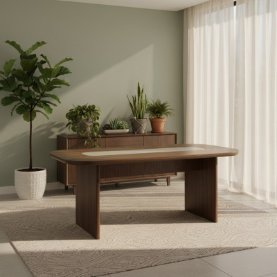 Stół do jadalni Stół obiadowy Tabela dinette Drewno brązowa jadalnia 208 cm