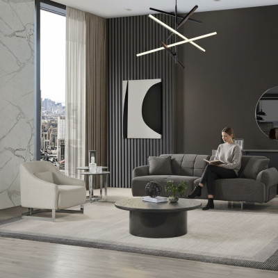 Kanapy Sofa Tapicerowana Szara Kompletna Trzyosobowa Fotel Nowoczesne Sofy Dwuczęściowe Nowość