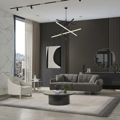 Kanapy Sofa Tapicerowana Szara Kompletna Trzyosobowa Fotel Nowoczesne Sofy Dwuczęściowe Nowość