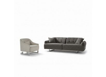 Kanapy Sofa Tapicerowana Szara Kompletna Trzyosobowa Fotel Nowoczesne Sofy Dwuczęściowe Nowość
