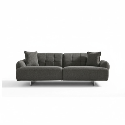 Sofa trzyosobowa 3 miejsce do siedzenia sofa tapicerowana szary materiał poliester kanapa nowoczesna nowa