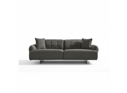 Sofa trzyosobowa 3 miejsce do siedzenia sofa tapicerowana szary materiał poliester kanapa nowoczesna nowa