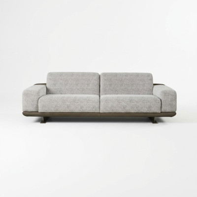 Sofa trzyosobowa 3 miejsce do siedzenia sofa tapicerowana szary materiał poliester kanapa nowoczesna