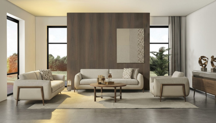 Luksusowe kanapy Tapicerowana sofa beżowa Kompletne trzyosobowe sofy Fotel 3-częściowe