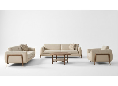 Luksusowe kanapy Tapicerowana sofa beżowa Kompletne trzyosobowe sofy Fotel 3-częściowe