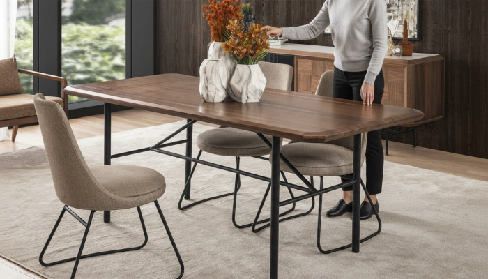 Stół do jadalni Stół obiadowy Tabela dinette jadalnia 205 cm Drewno brązowe
