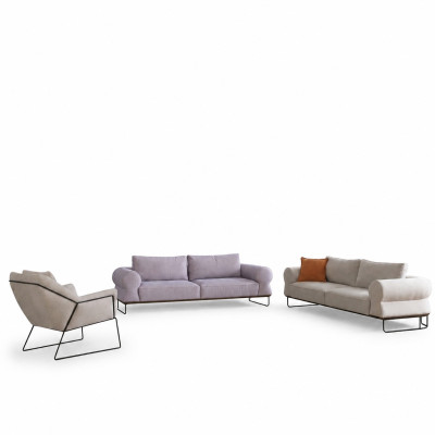 Luksusowy kompletny komplet wypoczynkowy tapicerowany Zestaw sofowy Biała sofa materiałowa