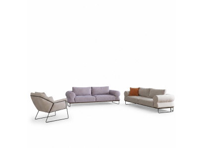 Luksusowy kompletny komplet wypoczynkowy tapicerowany Zestaw sofowy Biała sofa materiałowa