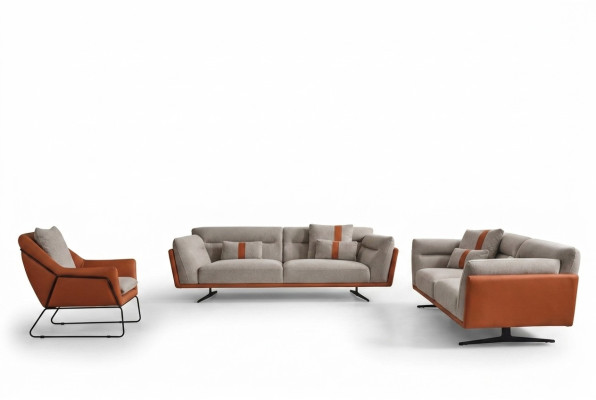 Zestaw sofowy Komplet sofowy Sofa tapicerowana w kolorze pomarańczowym