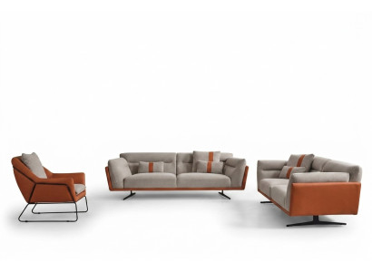 Zestaw sofowy Komplet sofowy Sofa tapicerowana w kolorze pomarańczowym