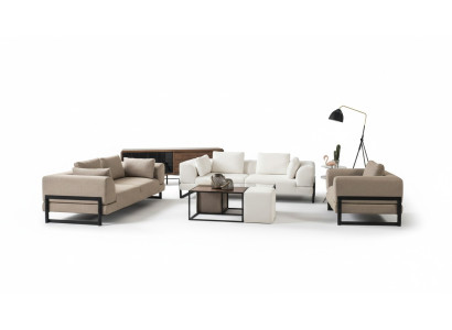 Zestaw sofowy Kompletna sofa tapicerowana komplet wypoczynkowy z szarego materiału