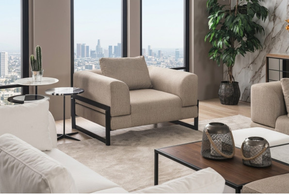 Fotel Single Seater Material EarsFotel miejsce do siedzenia Poliester Szary Nowy Salon
