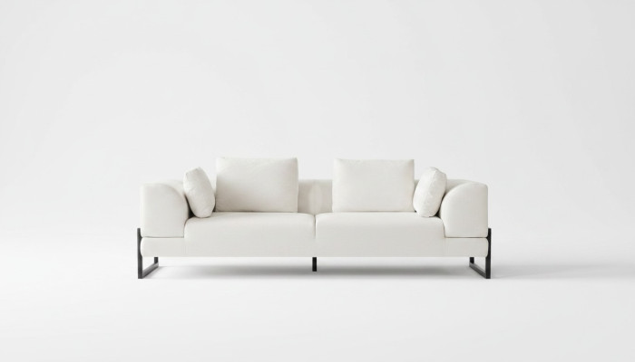 Sofa trzyosobowa 3 miejsce do siedzenia sofa tapicerowana Biały Materiał sofa materiałowa Sofy drewniane