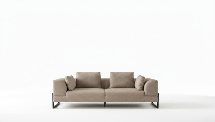 Sofa trzyosobowa 3 miejsce do siedzenia Sofa tapicerowana Szary Materiał Sofa materiałowa Drewno Sofy