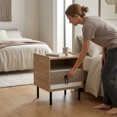 Konsole nocne Stolik nocny Drewno żłobek Modern Brown Tabela