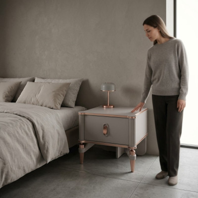 Designerskie konsole nocne Stolik nocny Drewno Modern Beige Girls