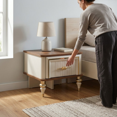 Stolik nocny żłobek Nachtkosolen Konsole Drewno Modern Beige Tabela