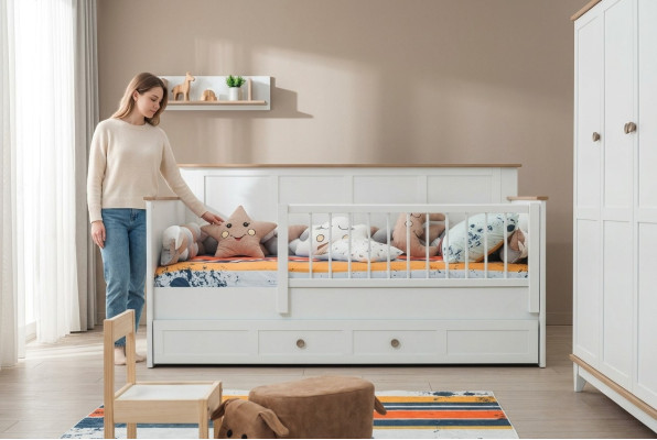 Łóżko dziecięce łóżko do kojca dla dzieci Białe Drewno Łóżko Modern