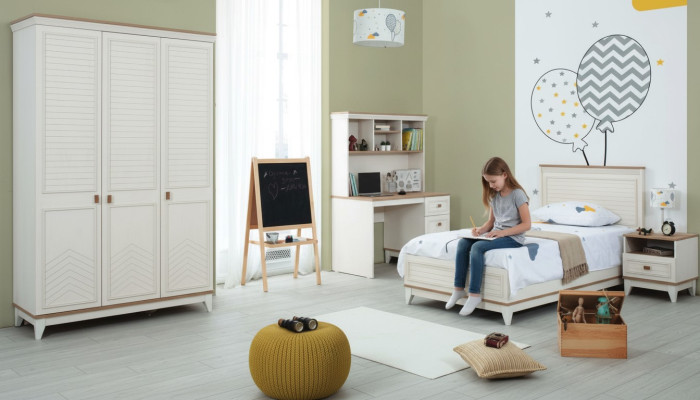 Sypialnia Zestawy Łóżko młodzieżowe łóżko składane Białe Drewno Zestaw 4-częściowy Łóżko Modern