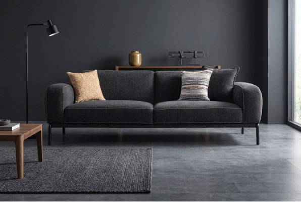 Elegancka sofa tapicerowana 3 miejsce do siedzenia kanapa trzyosobowa szara materiałowa nowoczesna sofa tapicerowana