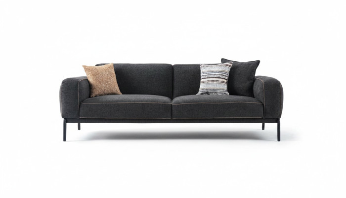 Elegancka sofa tapicerowana 3 miejsce do siedzenia kanapa trzyosobowa szara materiałowa nowoczesna sofa tapicerowana