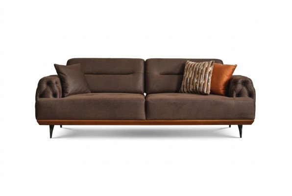 Sofa Tapicerowana Sofa Trzyosobowa 3 Siedziba Kanapa Brązowa Sofa Tkaninowa Materiał Nowoczesny