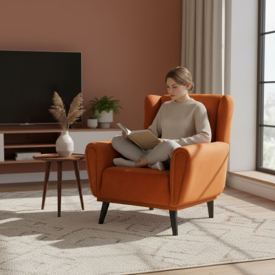 Fotel jednoosobowy 1 miejsce siedzące FabricFotel Orange Design ClubFotel Modern