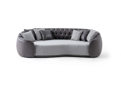 Ponadczasowa elegancja Sofa trzyosobowa Chesterfield 3 miejsce do siedzenia Sofa z szarej tkaniny Sofa tapicerowana materiałowo