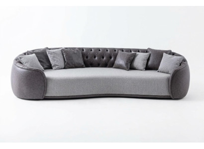 Sofa czteroosobowa Chesterfield 4 miejsce do siedzenia Sofa z szarej tkaniny Sofa tapicerowana z materiału