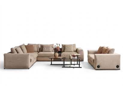 Narożnikowa kanapa L Shape Large Żywy krajobraz Sofa Beżowa Nowoczesna Sofa Tapicerowana