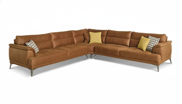 Sofa Tapicerowana Narożnikowa kanapa L Kształt Duża Żywy krajobraz Sofa Brązowa Modern