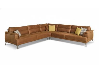 Sofa Tapicerowana Narożnikowa kanapa L Kształt Duża Żywy krajobraz Sofa Brązowa Modern