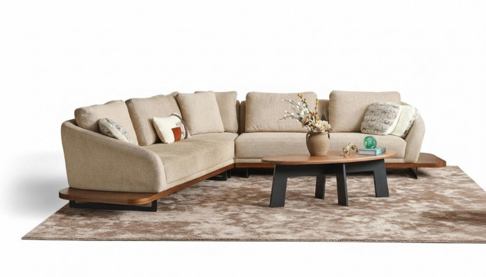 Sofa tapicerowana Narożnikowa kanapa Sofa w kształcie litery L Żywy krajobraz Sofas Beige Modern