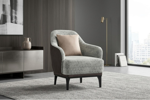 EarsFotel Fotel Single Seater 1 miejsce do siedzenia FabricFotel Grey Design Modern