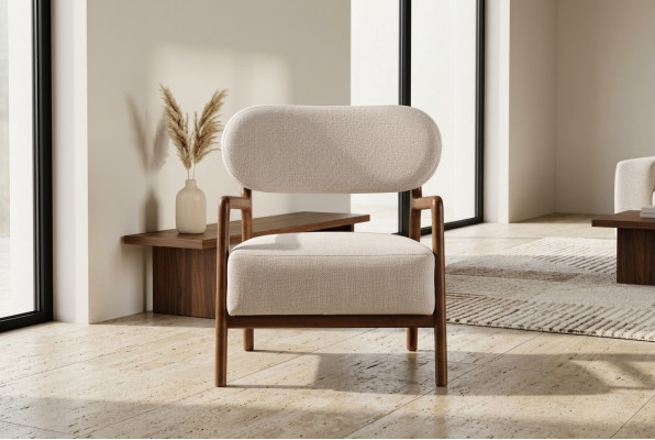 Nowoczesny Fotel jednoosobowy 1 miejsce do siedzenia FabricFotel Beige Design ClubFotel