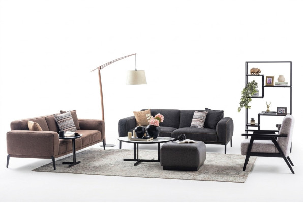 Zestaw wypoczynkowy trzyosobowy Fotel Sofa Materiał Wielobarwny komplet wypoczynkowy z tkaniny 3+3+1