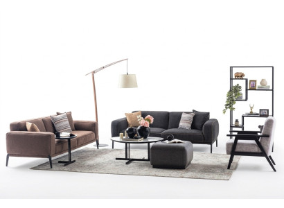 Zestaw wypoczynkowy trzyosobowy Fotel Sofa Materiał Wielobarwny komplet wypoczynkowy z tkaniny 3+3+1