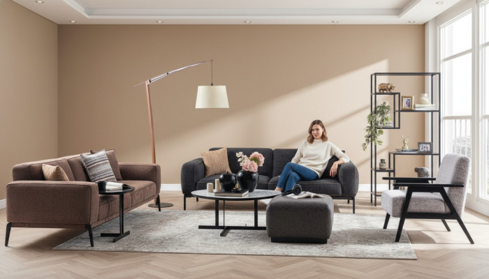 Zestaw wypoczynkowy trzyosobowy Fotel sofa materiałowa 4-częściowa sofa materiałowa wielokolorowa 3+3+1+1