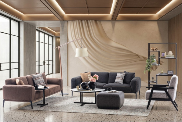 Zestaw wypoczynkowy trzyosobowy Fotel sofa materiałowa 4-częściowa sofa materiałowa wielokolorowa 3+3+1+1