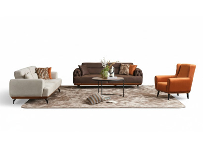 Zestaw wypoczynkowy trzyosobowy Fotel sofa materiałowa 4-częściowa sofa materiałowa wielokolorowa 3+3+1+1