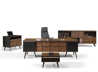 Biurko Classic Kompletne meble do gabinetu 4 sztuki Drewno Brązowe