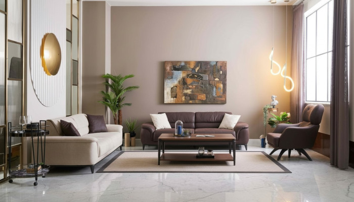Sofy tapicerowane Zestaw kanap Sofa Fotel Zestaw sof z tkaniny 3 sztuki Brązowy materiał