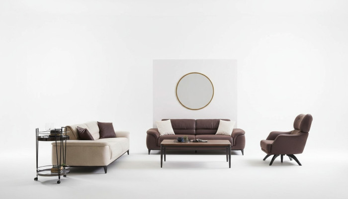 Sofy tapicerowane Zestaw kanap Sofa Fotel Zestaw sof z tkaniny 3 sztuki Brązowy materiał