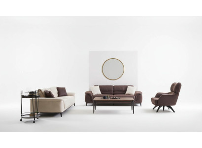 Sofy tapicerowane Zestaw kanap Sofa Fotel Zestaw sof z tkaniny 3 sztuki Brązowy materiał
