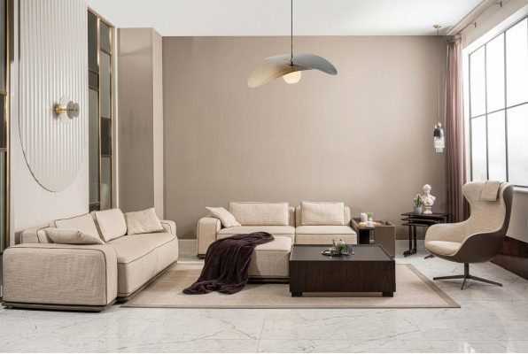 Luksusowy Zestaw sofowy trzyosobowa sofa materiałowa sofa beżowa tapicerowana Fotel