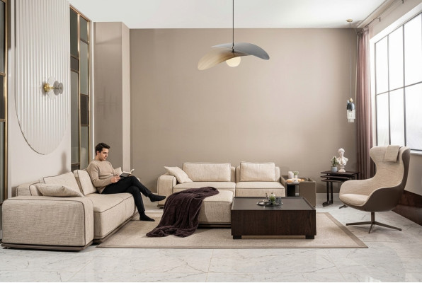 Zestaw kanapowy Sofa trzyosobowa Sofa materiałowa beżowa Sofy tapicerowane Zestaw Fotel