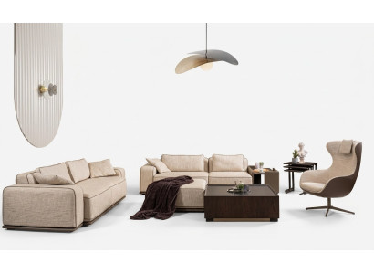 Zestaw kanapowy Sofa trzyosobowa Sofa materiałowa beżowa Sofy tapicerowane Zestaw Fotel